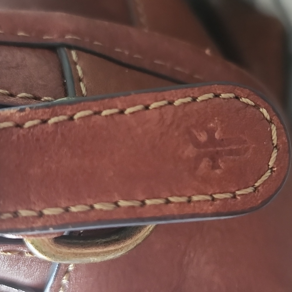 FRYE Melissa Dark Brown CognacDomed Leather Satchel Bag Double Rolled Handles - Picture 11 of 13